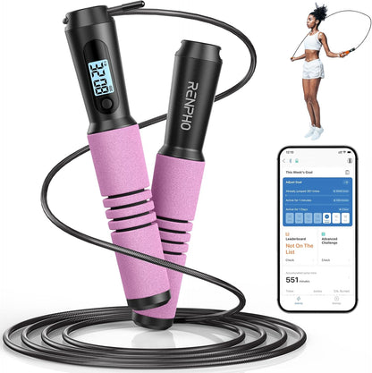 Smart Jump Rope - APP Data Storage & Tracking & Analysis, Tangle-Free Jumping Rope for Men, Women, Skipping Rope with Counter, Adjustable Workout Jump Ropes for Crossfit, Gym, MMA