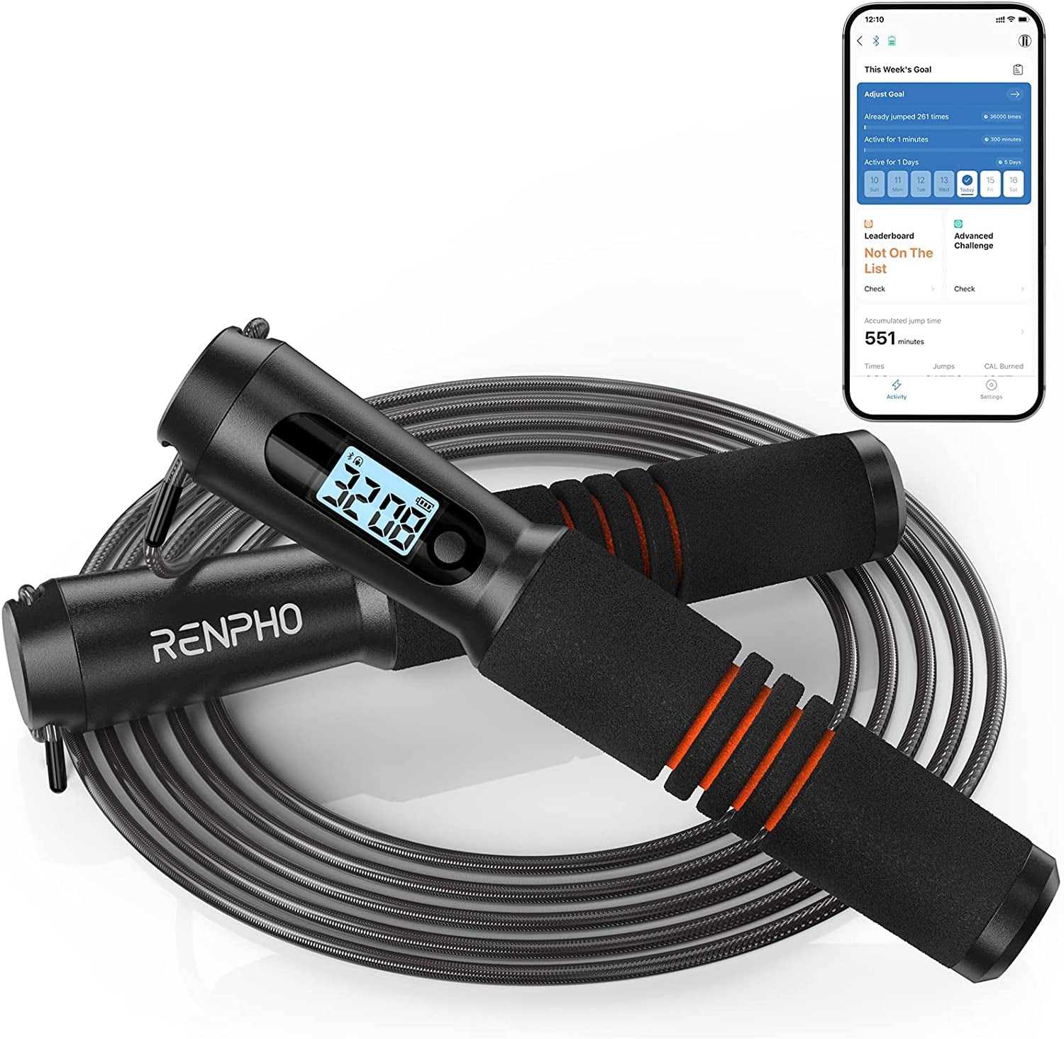 Smart Jump Rope - APP Data Storage & Tracking & Analysis, Tangle-Free Jumping Rope for Men, Women, Skipping Rope with Counter, Adjustable Workout Jump Ropes for Crossfit, Gym, MMA